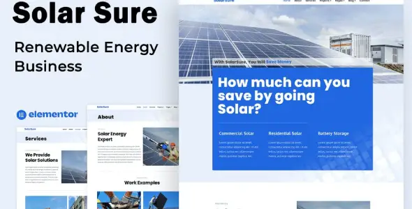 Solar Sure – Renewable Energy Business – Elementor Template Kit